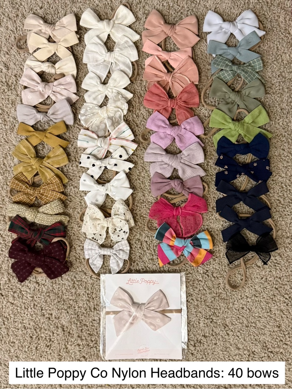 Girls' Multi-Color Bow Nylon Headband Set - 40 Pack